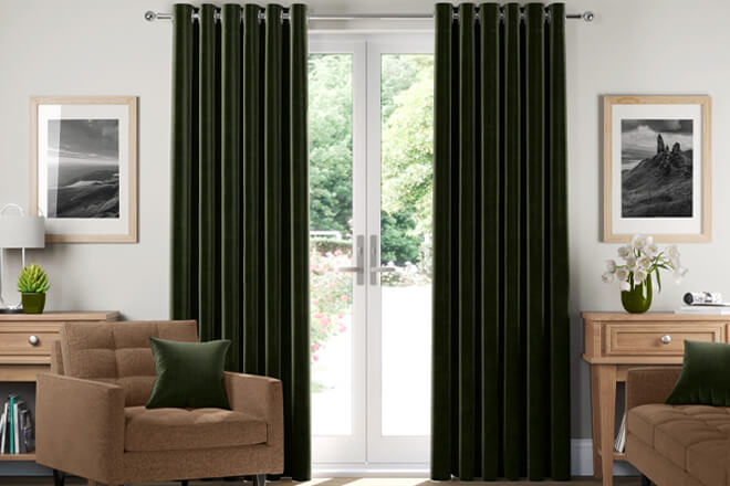 green curtains Dubai